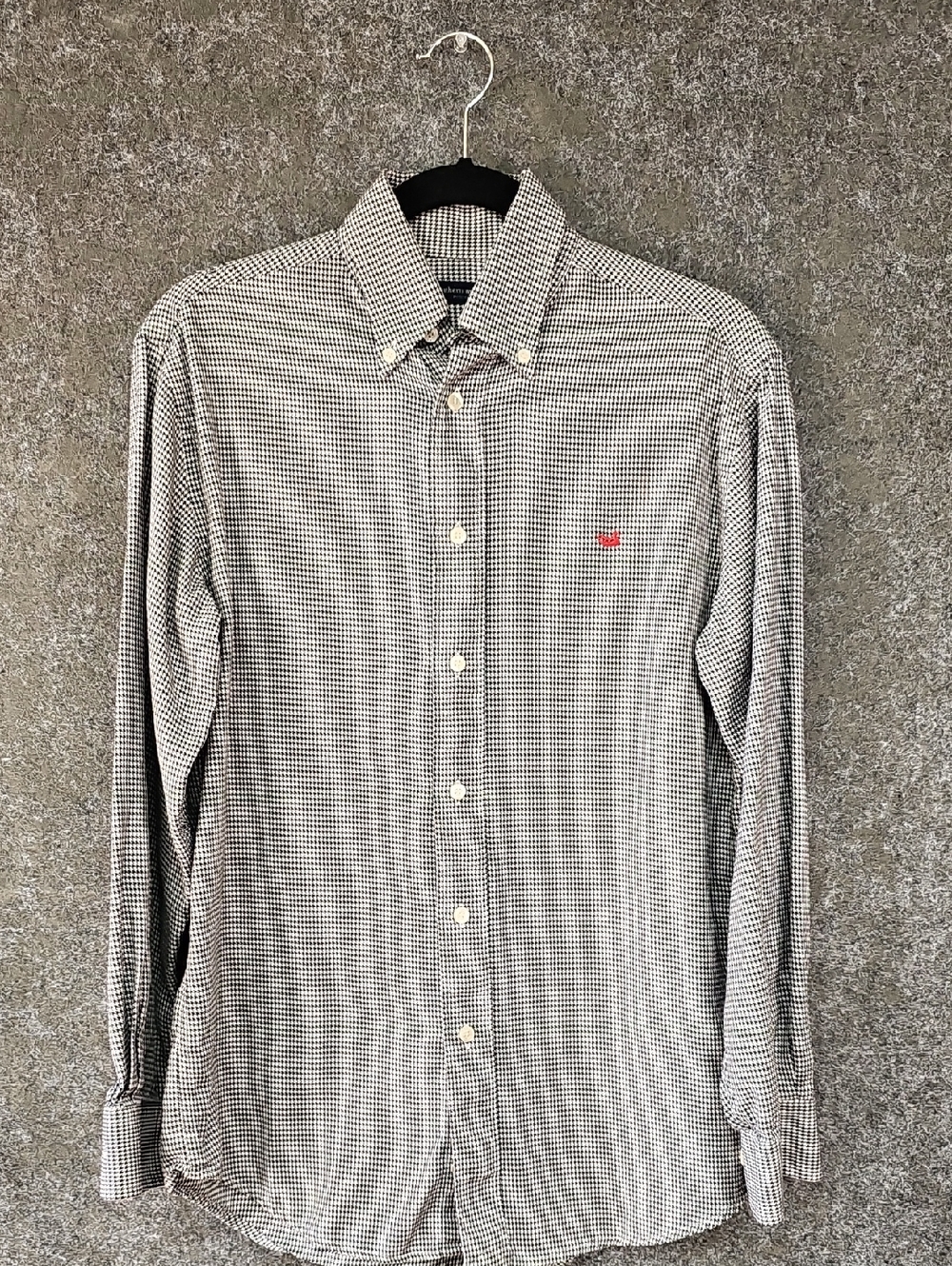 Southern Marsh Houndstooth Button Up, Black & White, Size Small, Flawed